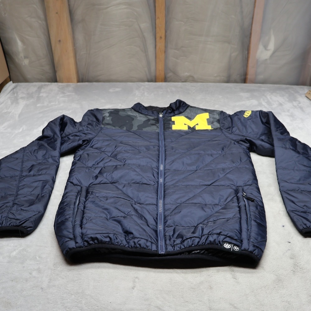 Michigan Wolverines Jacket Mens Small 686 Blue Flight Insulated Puffer Football